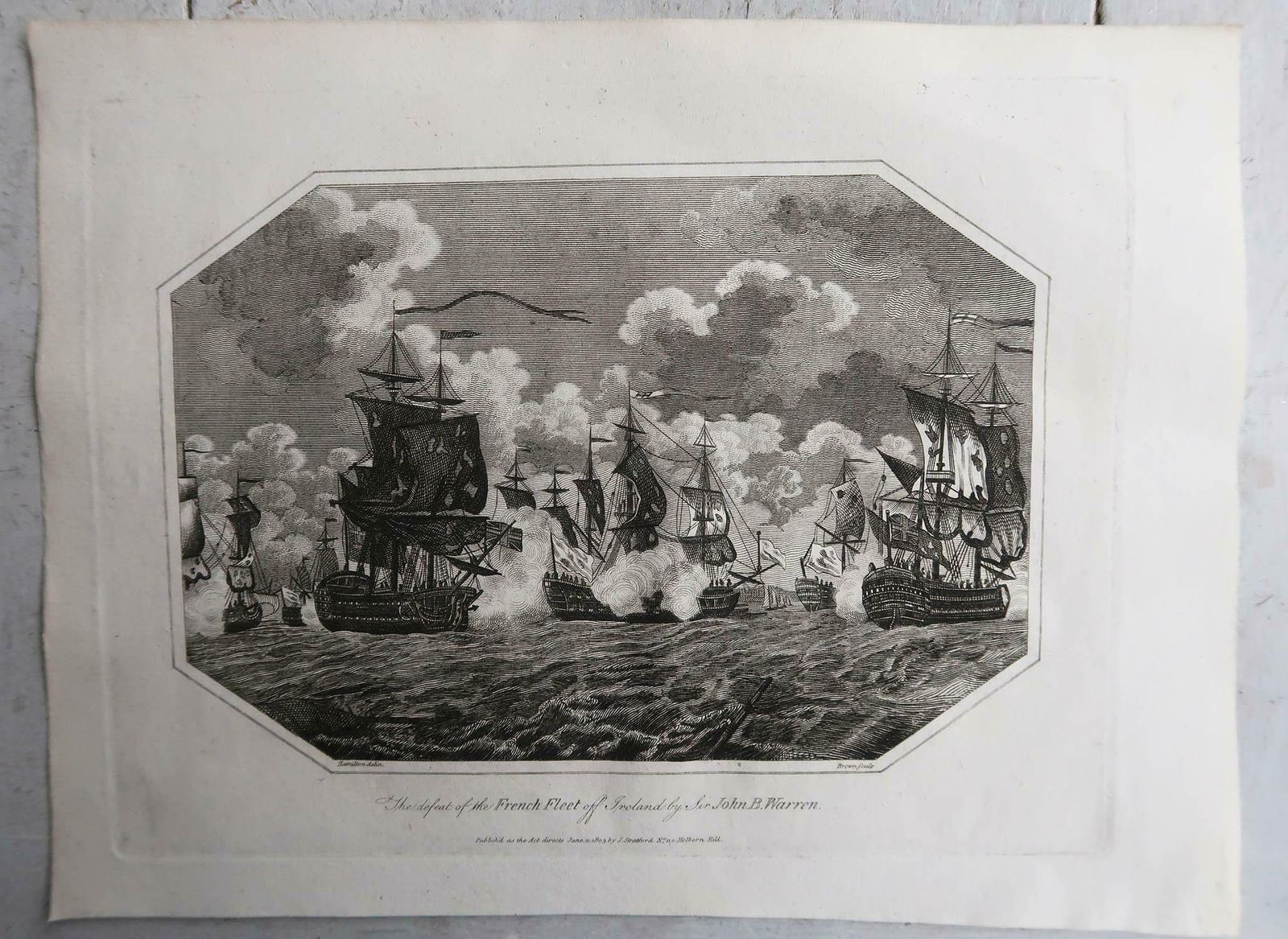Set Of 6 Original Antique Marine Prints Famous Sea Battles. Dated 1803 photo vinterior
