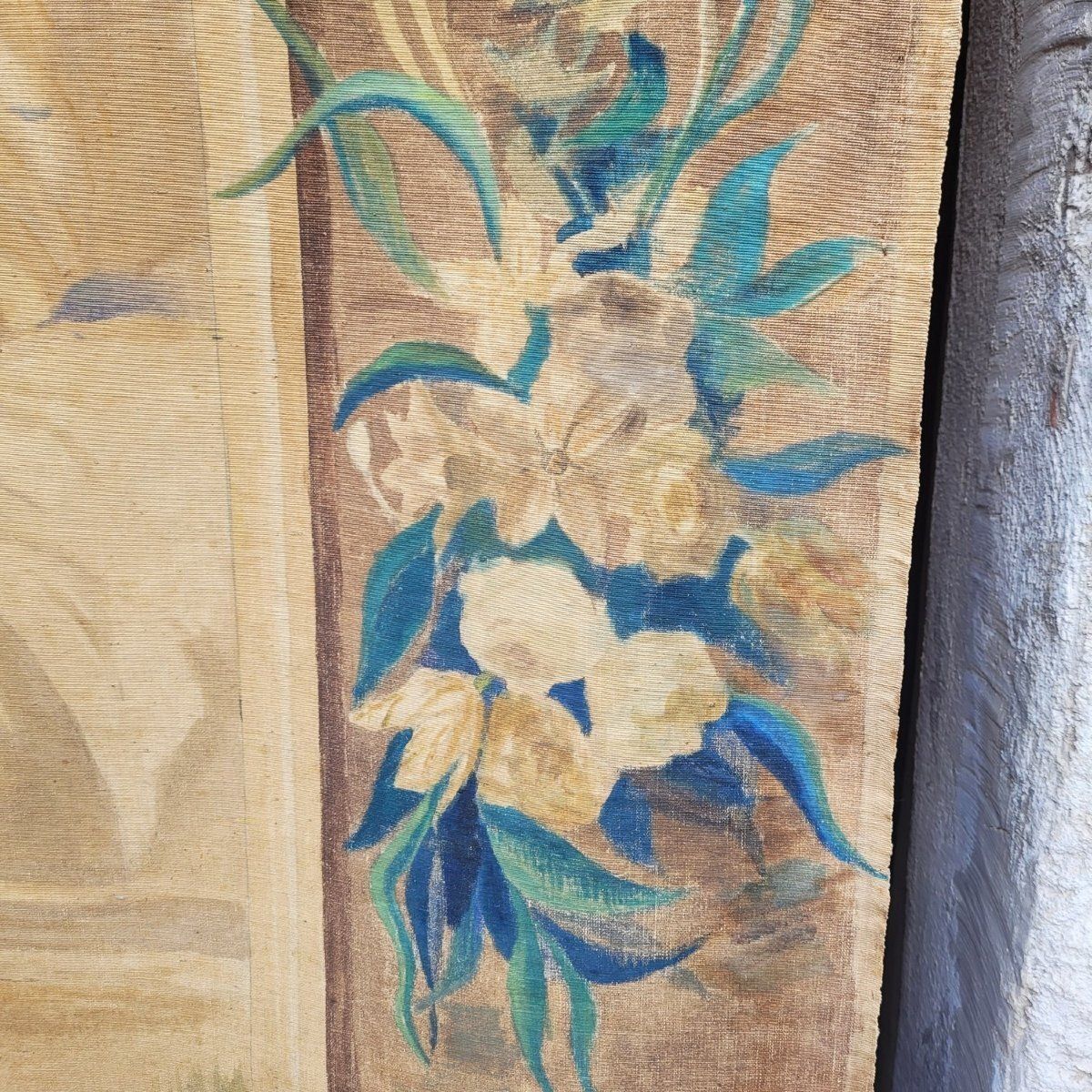 Large Painted Canvas, Figures At The Fountain, Late 19th Century photo furniture
