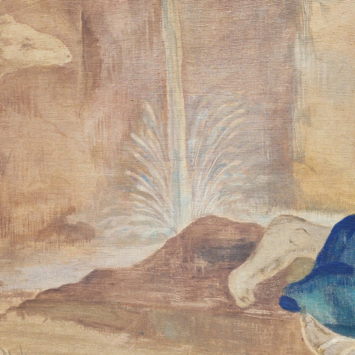 Large Painted Canvas, Figures At The Fountain, Late 19th Century photo buy