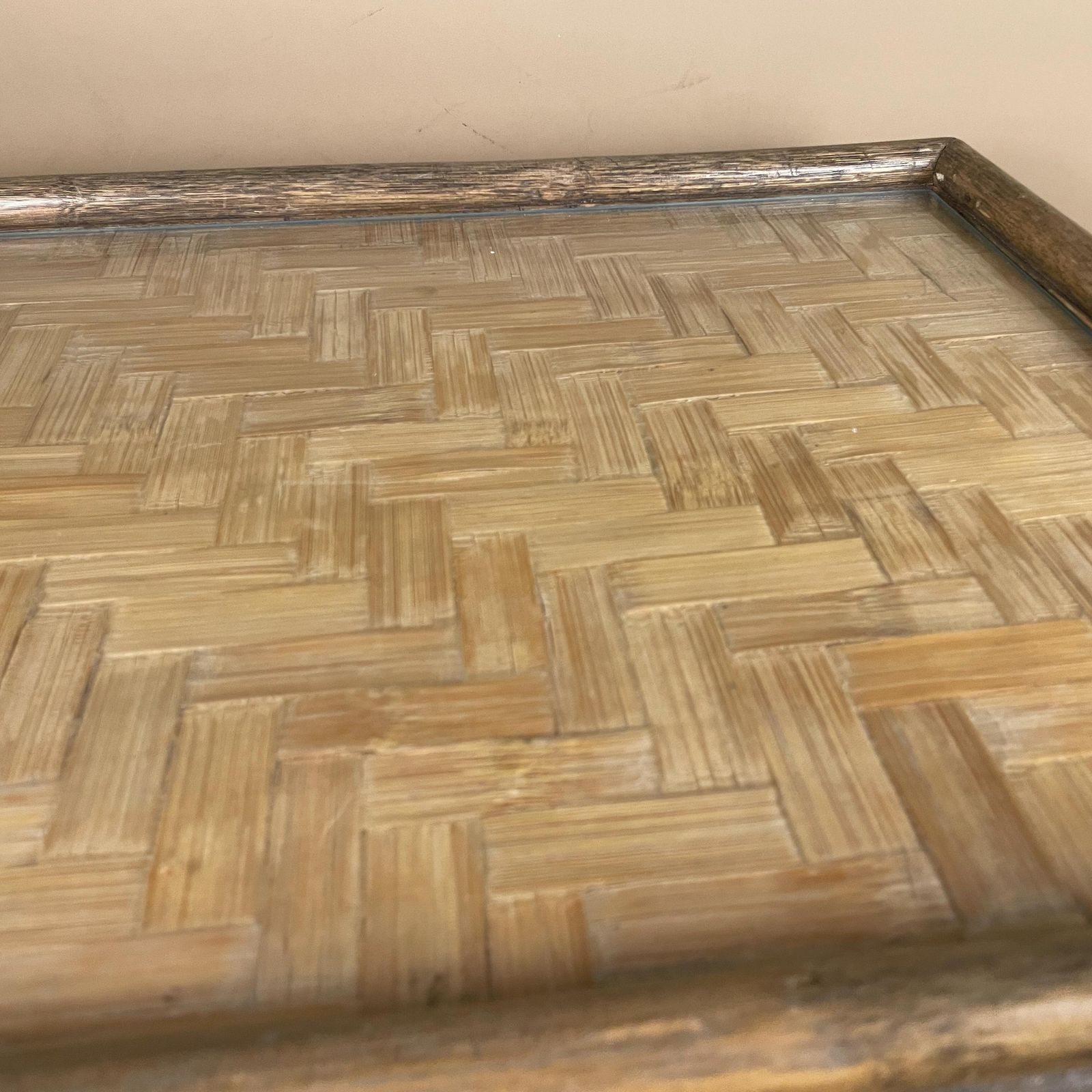 Vintage Bamboo Rattan Table Woven Boho Side Table Glass Top Fold Down Mid Century Accent Tropical Furniture Natural Wood Home Decor. photo furniture