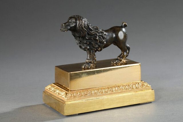 Restoration Inkwell, Gilded And Patinated Bronze Lion Dog photo buy