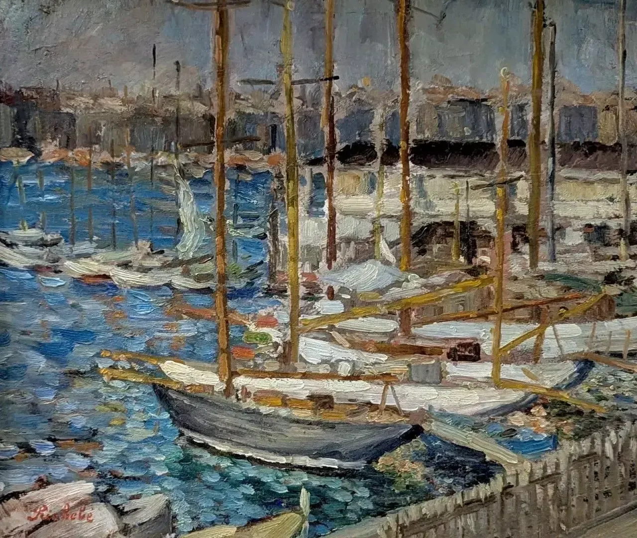 Oil On Panel, Port Of Marseille, By Horace Richebé photo furniture