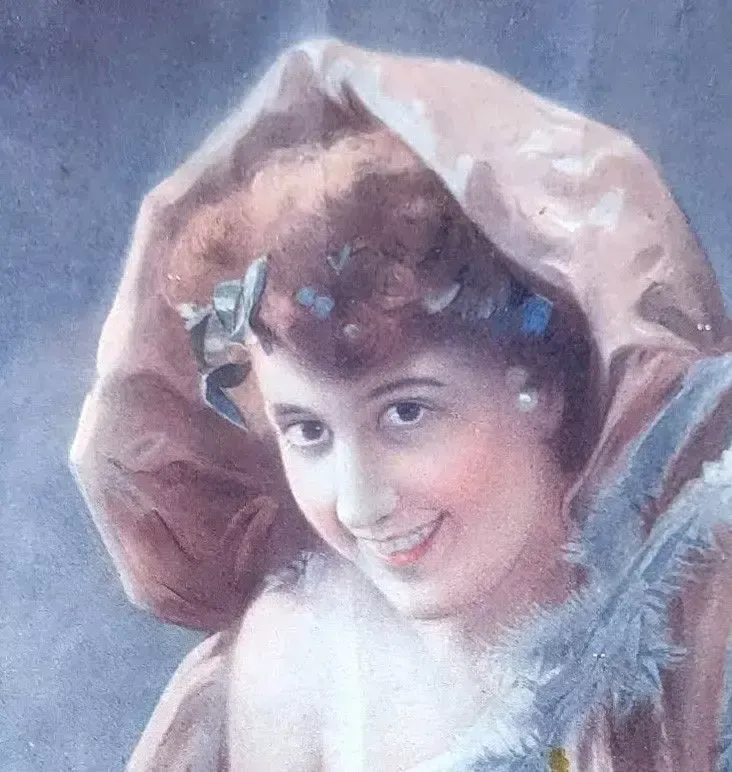 Art Nouveau Chromolithograph Of The Four Seasons For Young Women photo vintage