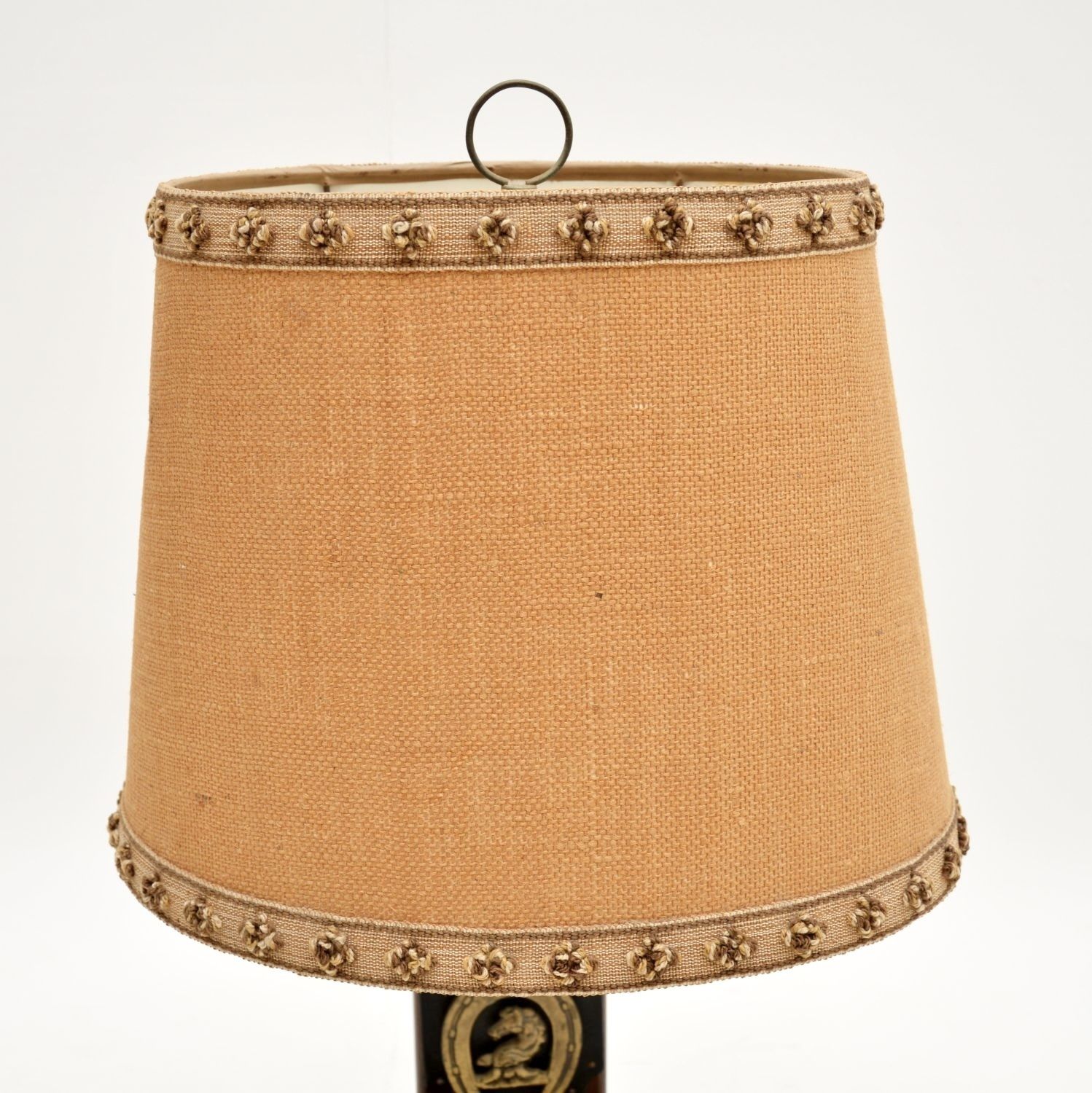 photo furniture Antique Brass And Oak Equestrian Table Lamp