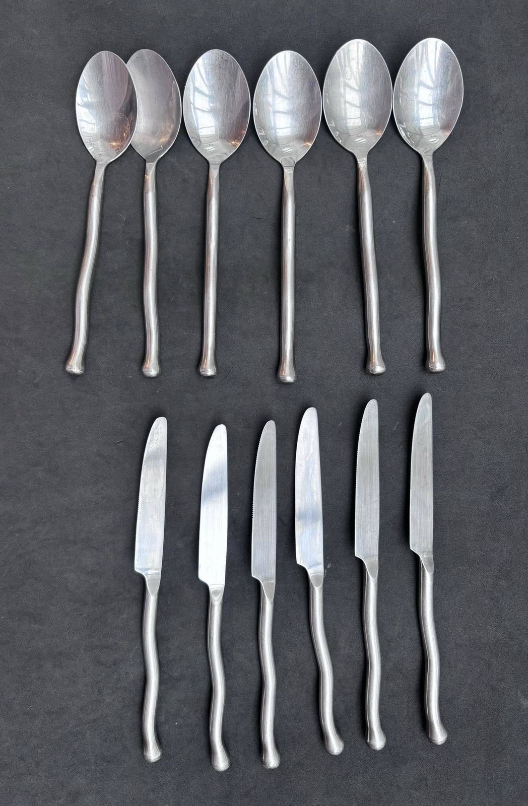 French Twisted Flatware Set For 6, Brutalist Medieval Style photo Home Decor