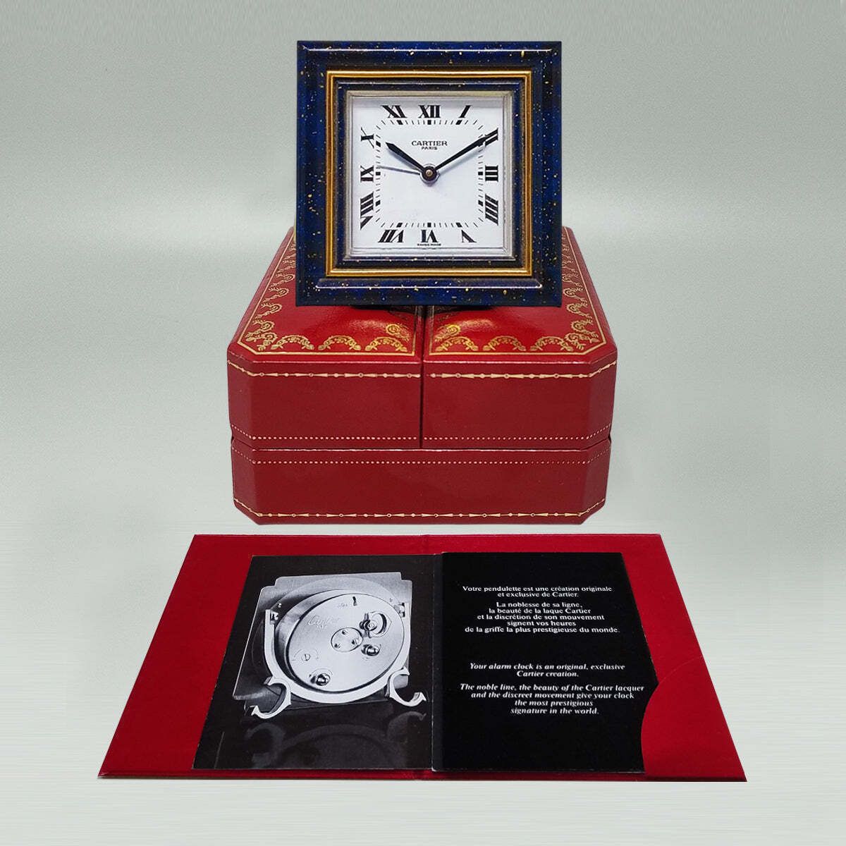photo for sale 1980s Gorgeous Cartier Alarm Clock Pendulette. Made In Swiss
