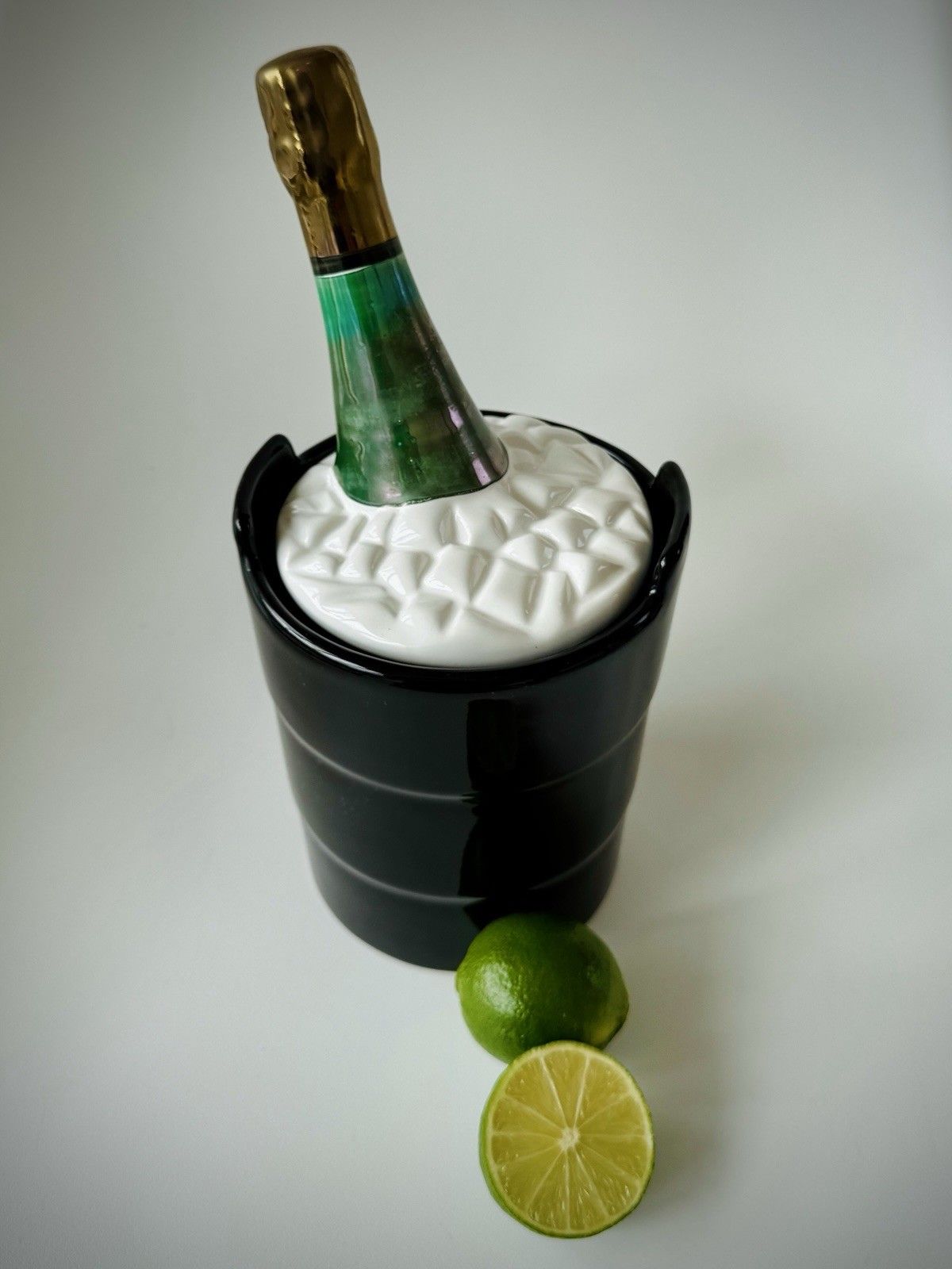 photo vintage Vintage French Ceramic Trompe L'oeil Champagne Ice Cube Bucket 1970’s