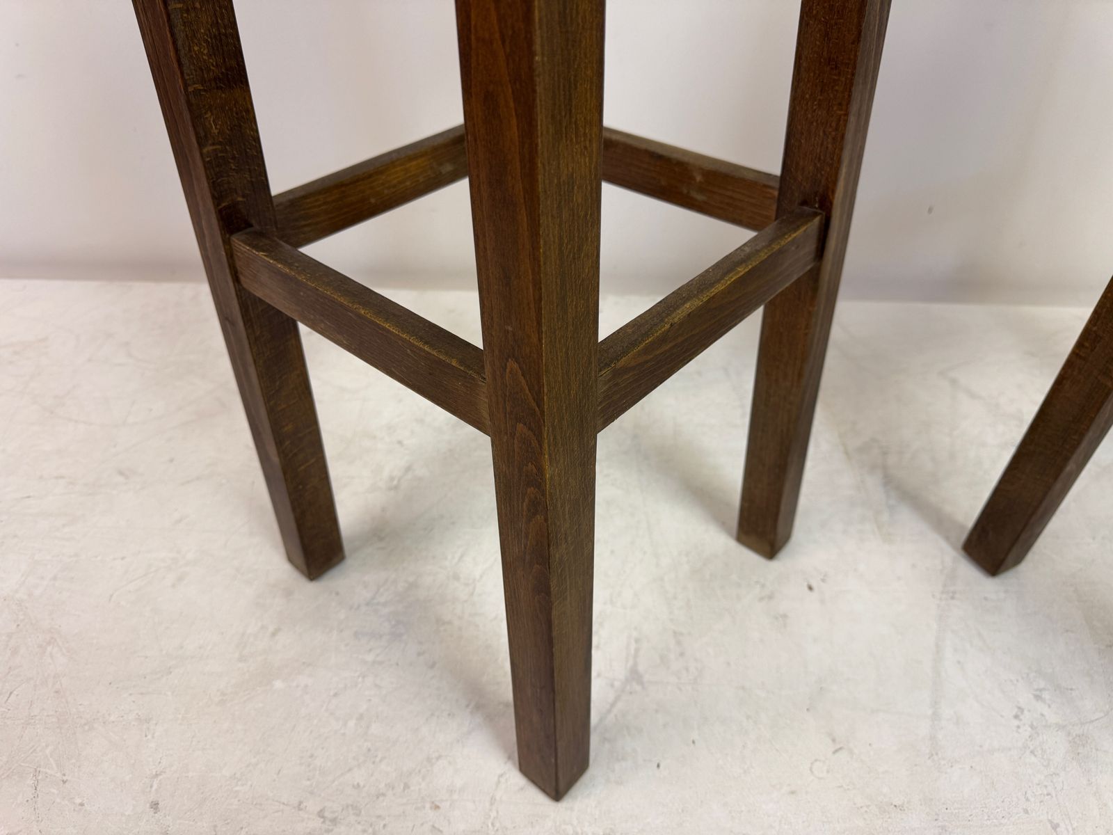 Pair Of Oak And Rush Bar Stools, France, 20th Century photo Furniture