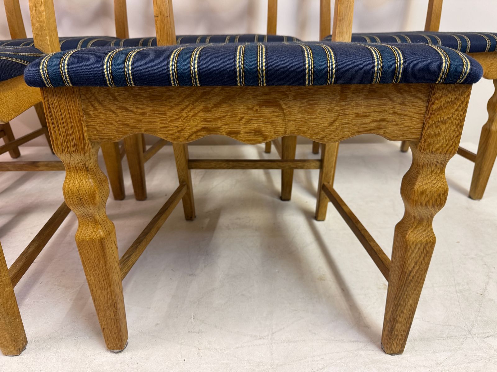 Set Of Six “Razorblade” Dining Chairs By Henning Kjaernulf, Oak, 1960s photo 2795.0
