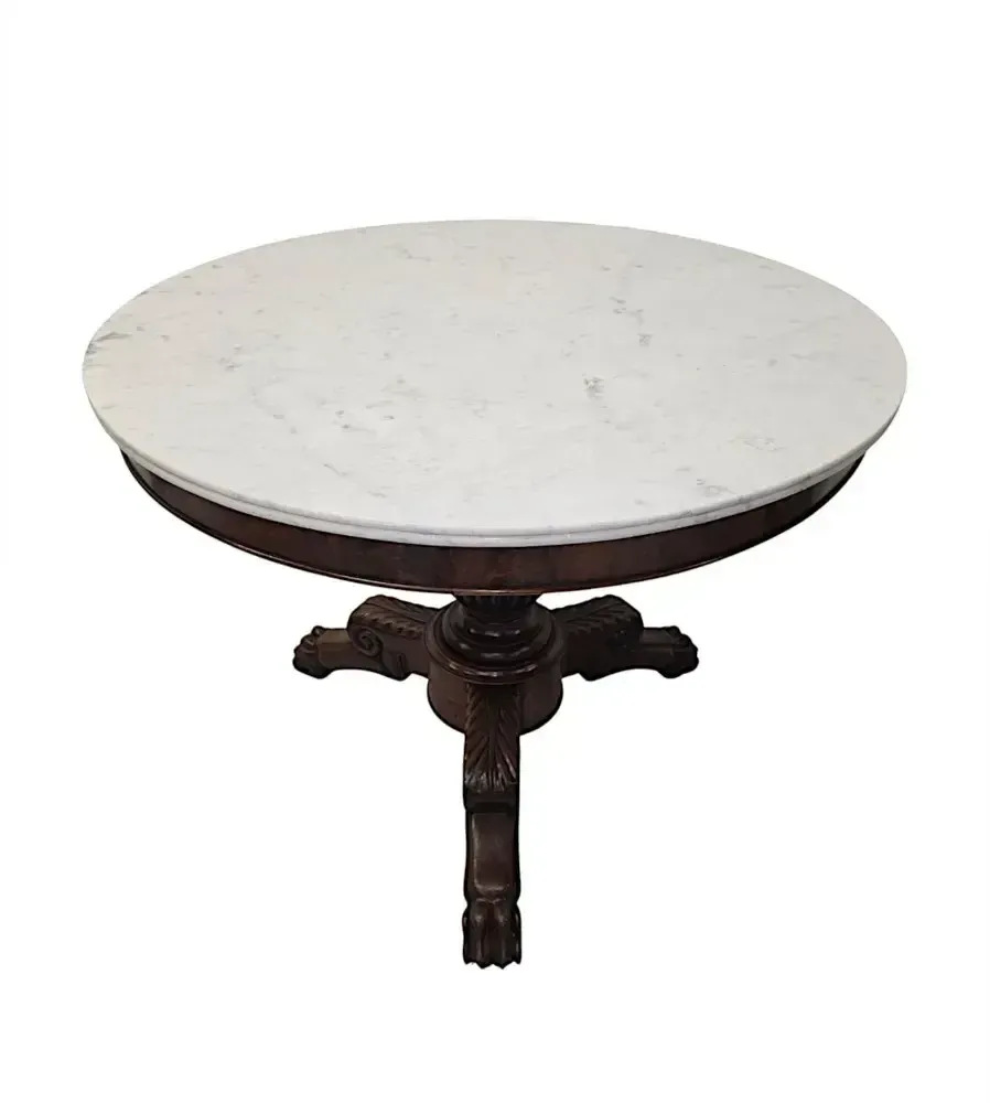 A Very Rare 19th Century Marble Top Mahogany Based Centre Table