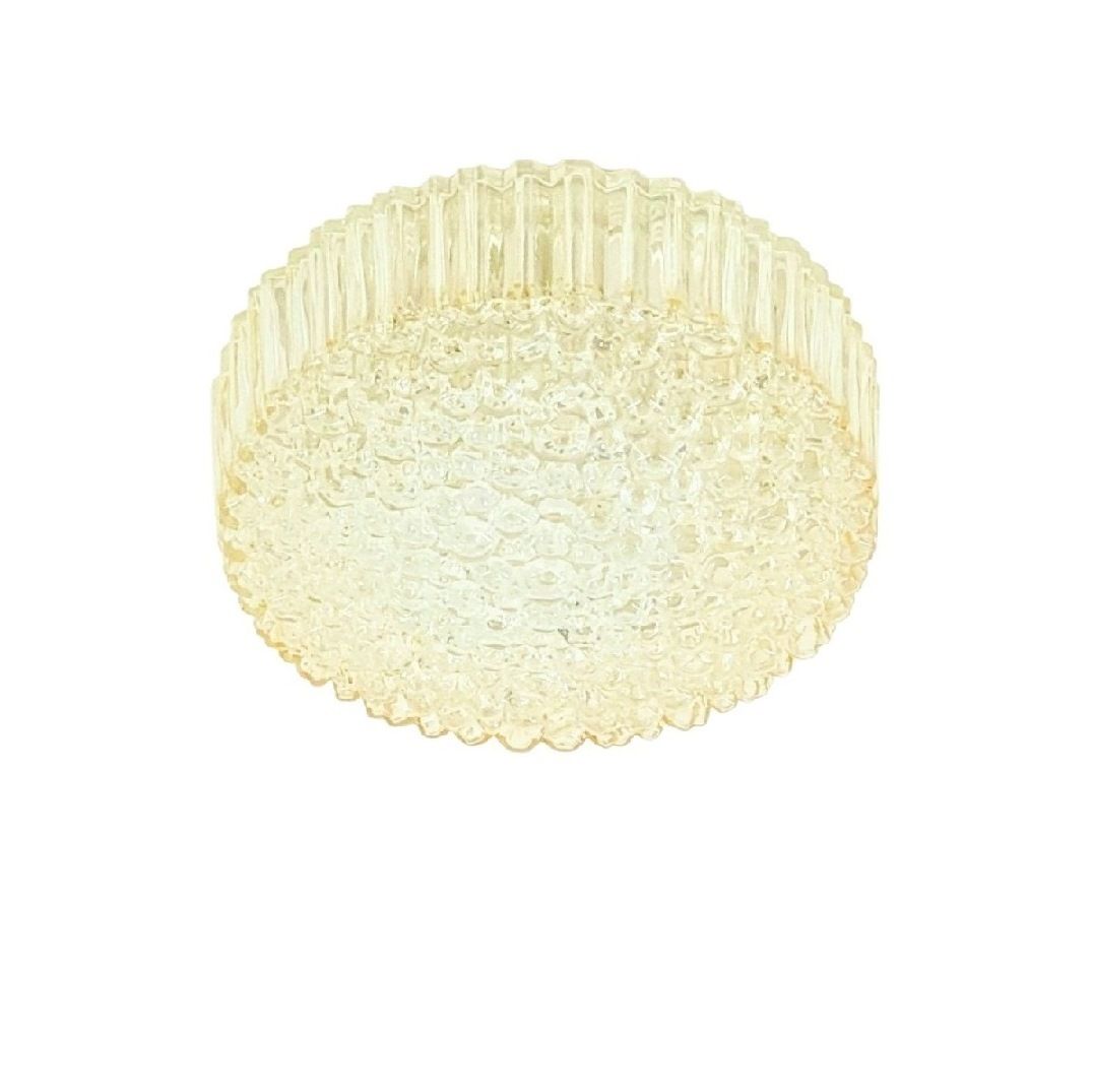 Mid Century Amber Bubble Glass Plafondlamp Van Helena Tynell Voor Limburg, Duitsland, Jaren 1970