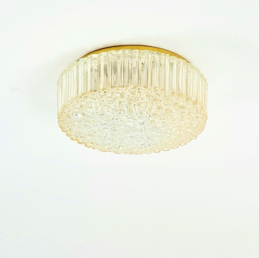 Mid Century Amber Bubble Glass Plafondlamp Van Helena Tynell Voor Limburg, Duitsland, Jaren 1970 photo for sale