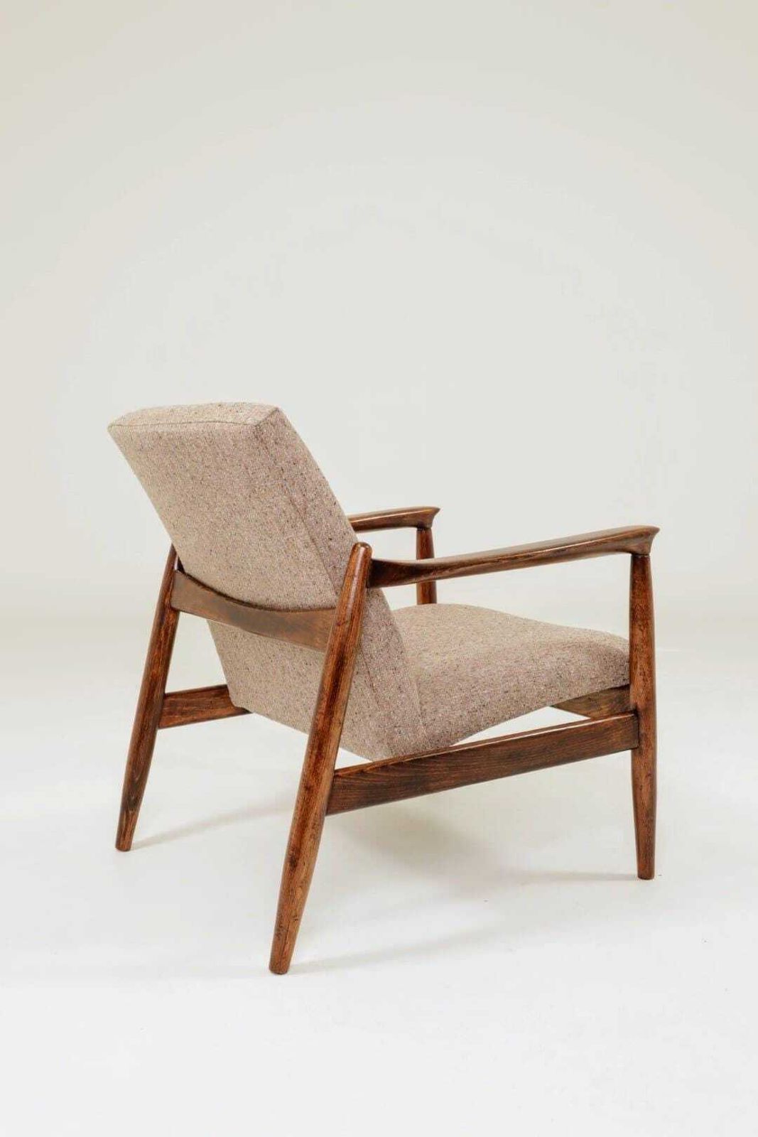 Vintage Armchair By Edmund Homa Gfm 64, Tweed Upholstery, Poland, 1960s Refurbished Mcm Design photo furniture