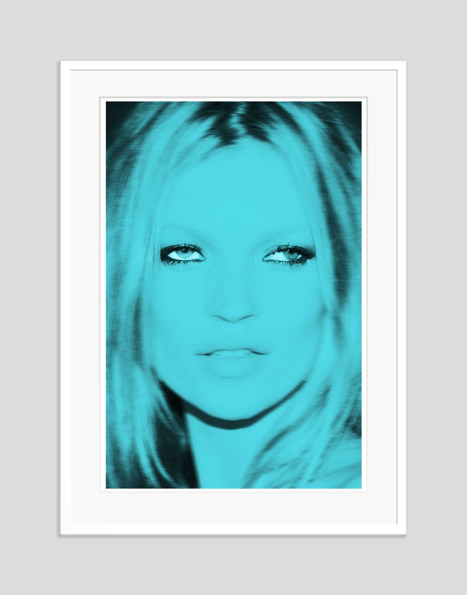 Batik 'Kate Blue' Signed Limited Edition Print Framed In White photo furniture