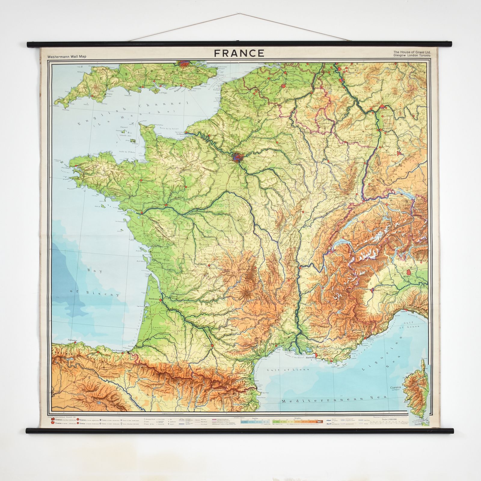 Large Antique French School France Map By Westermann