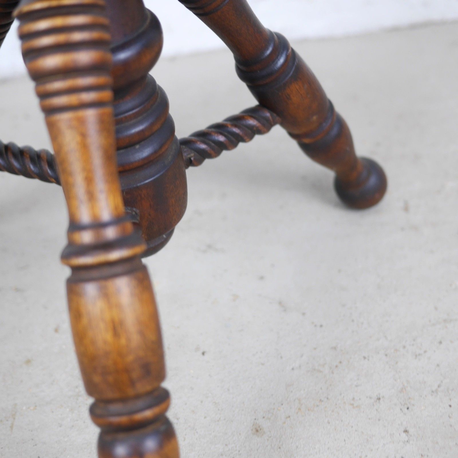 photo buy Antique Adjustable Wooden Cast Iron Piano Stool Plant Stand #103077