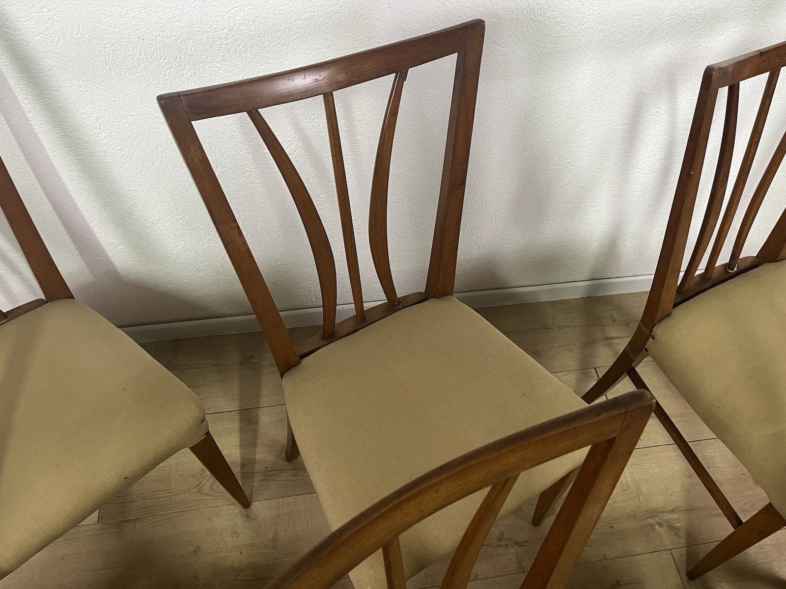 Set Of 6 Curved Wood Fabric Tempestini Chairs 1950’ Vintage Design photo buy