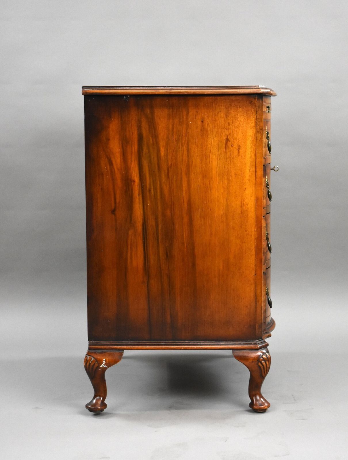 Antique Burr Walnut Serpentine Chest Of Drawers photo for sale