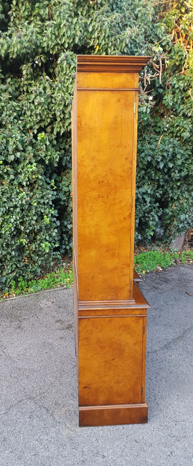 Antique Burr Walnut Breakfront Library Bookcase photo for sale