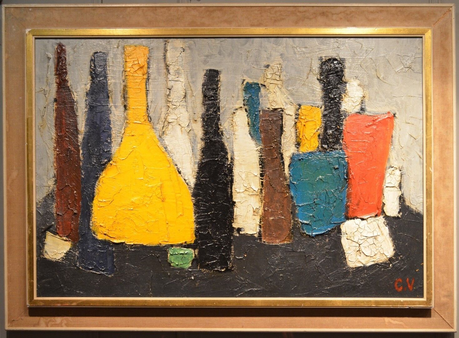 photo vinterior Decorative And Colourful Still Life Of Bottles Initialled Cv