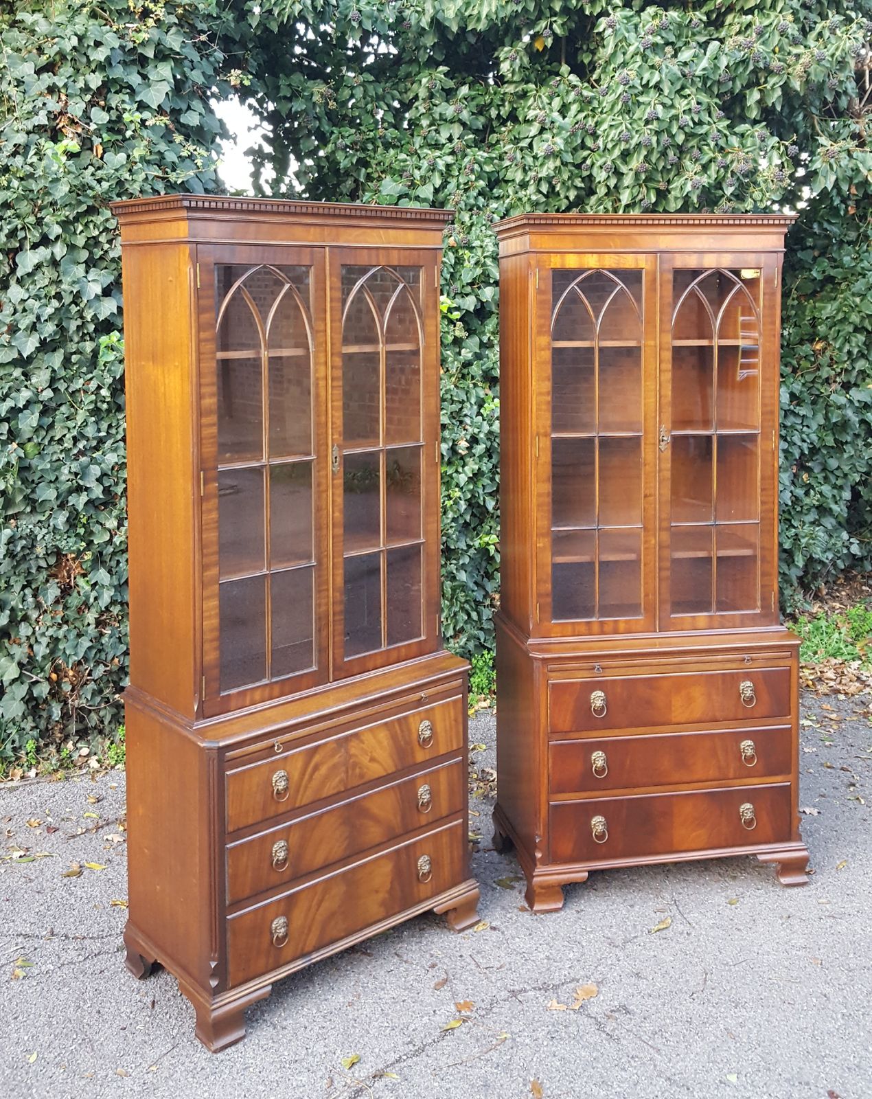 photo furniture Matching Pair Of Mahogany Bookcases