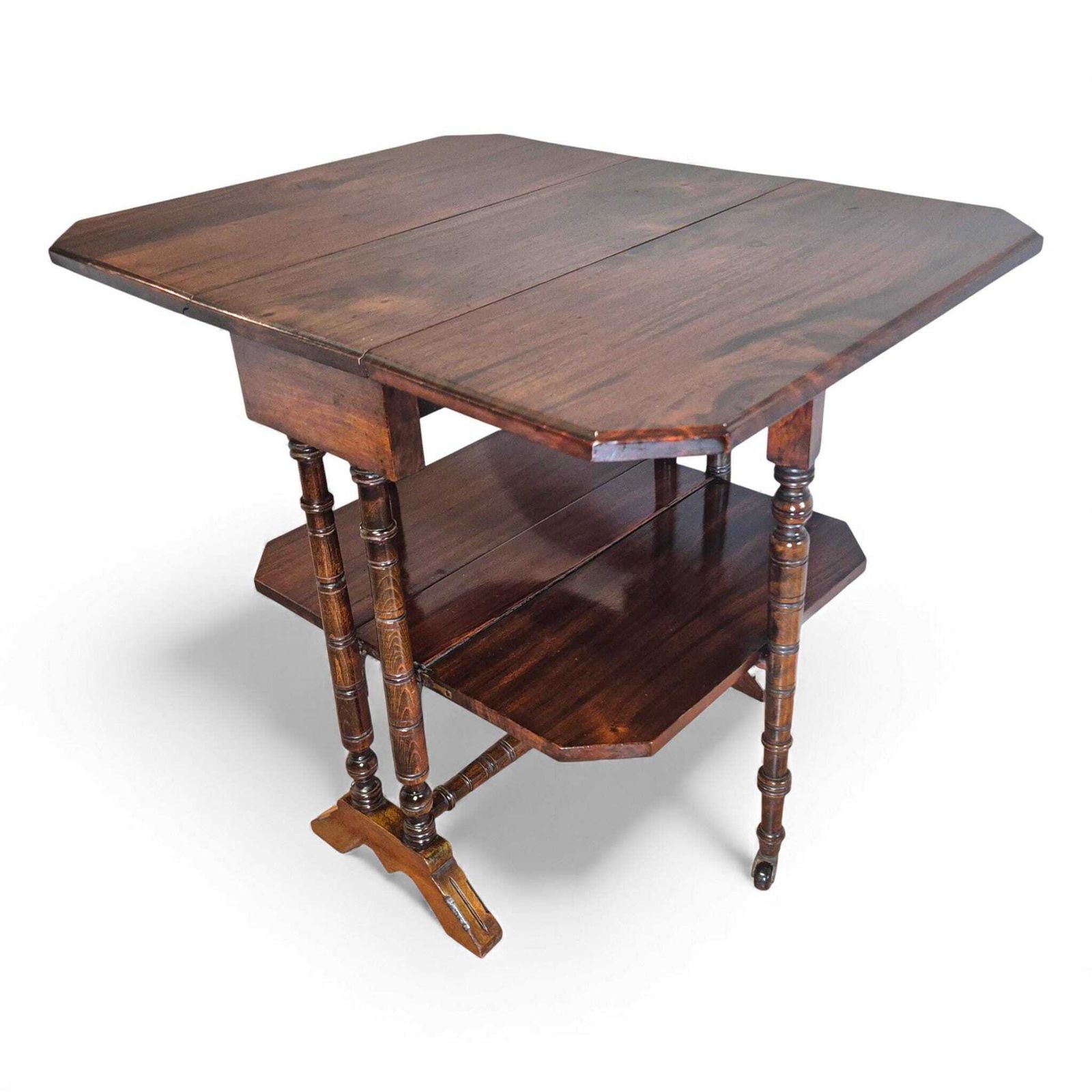 Victorian Mahogany Sutherland Table – Two Tier Drop Leaf Tea Table – Antique Side Table photo Furniture