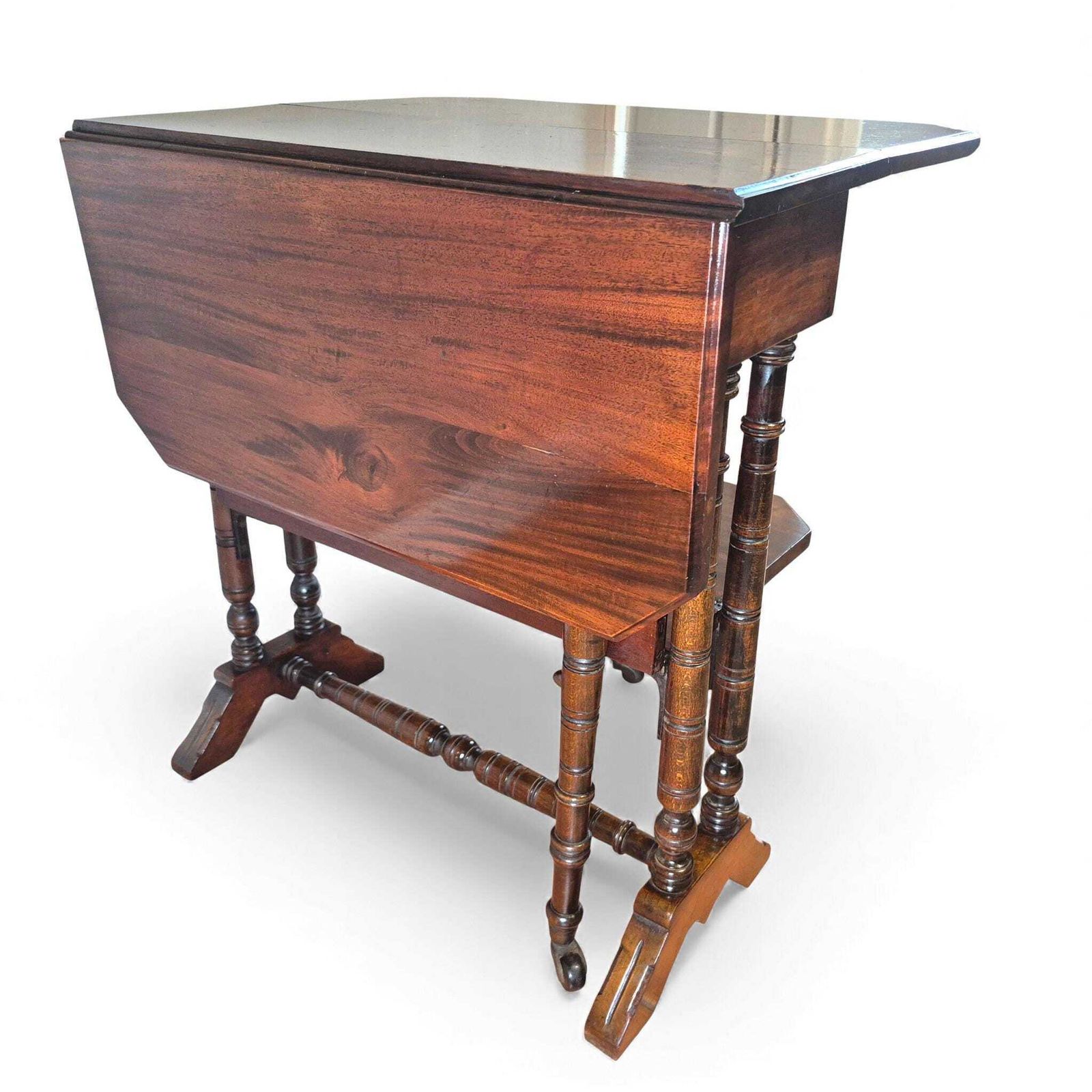 Victorian Mahogany Sutherland Table – Two Tier Drop Leaf Tea Table – Antique Side Table photo buy
