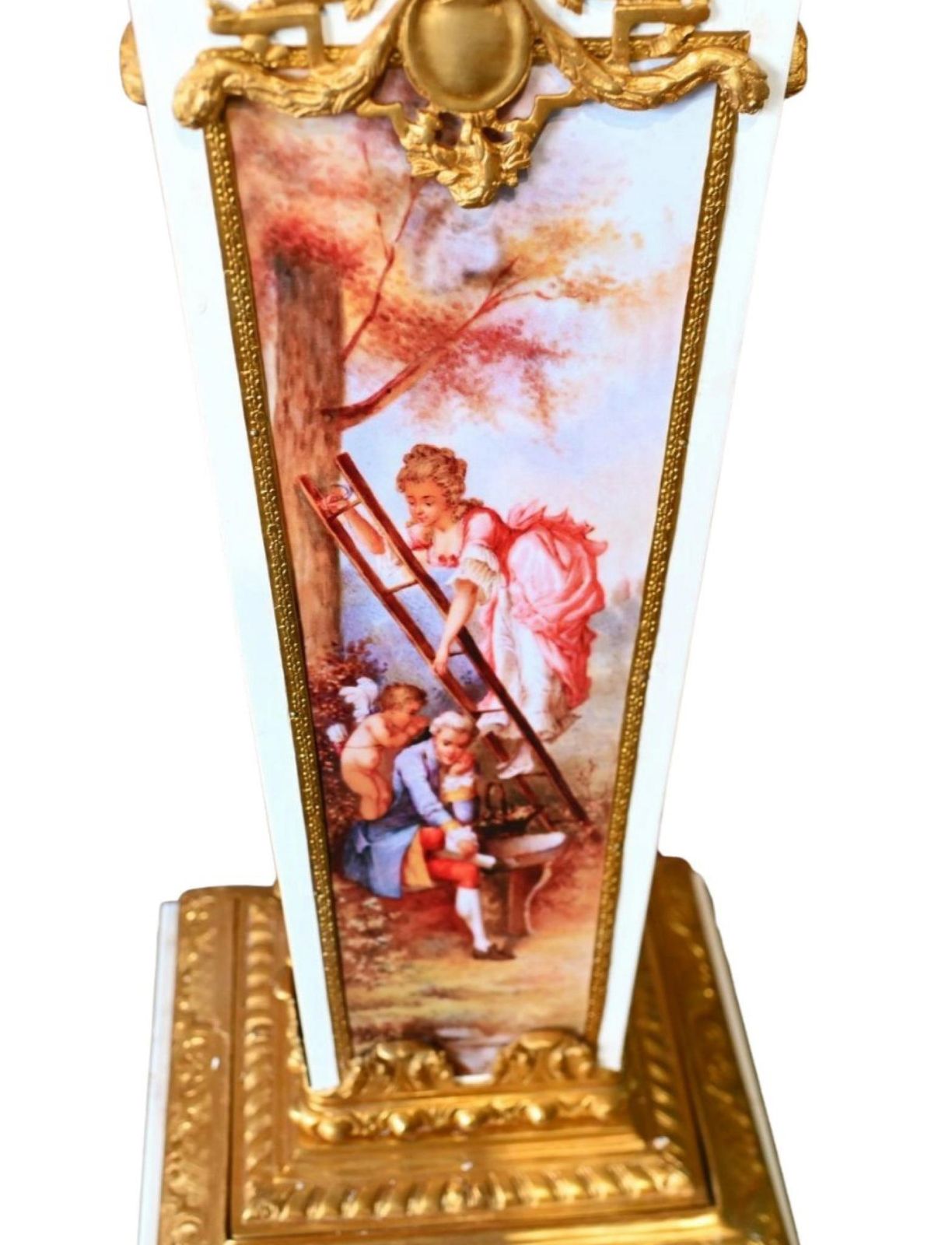 Pair Of Sevres Style Porcelain Gilt Bronze Pedestals Louis XVI Reviva photo for sale