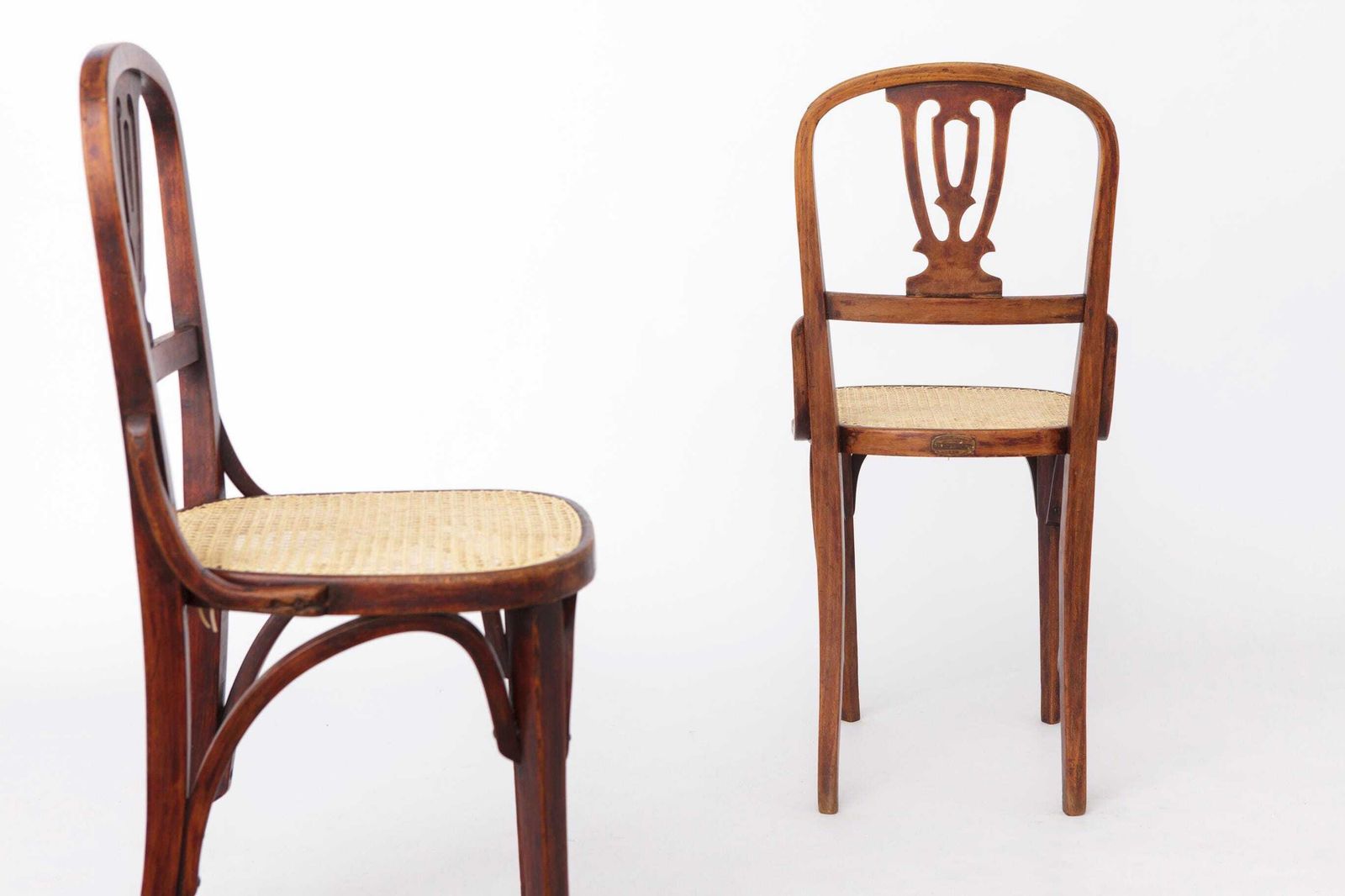 Set Of 2 Vintage Bentwood Dining Chairs | Austria 1930s–50s | Beechwood, New Woven Cane Seats photo vintage