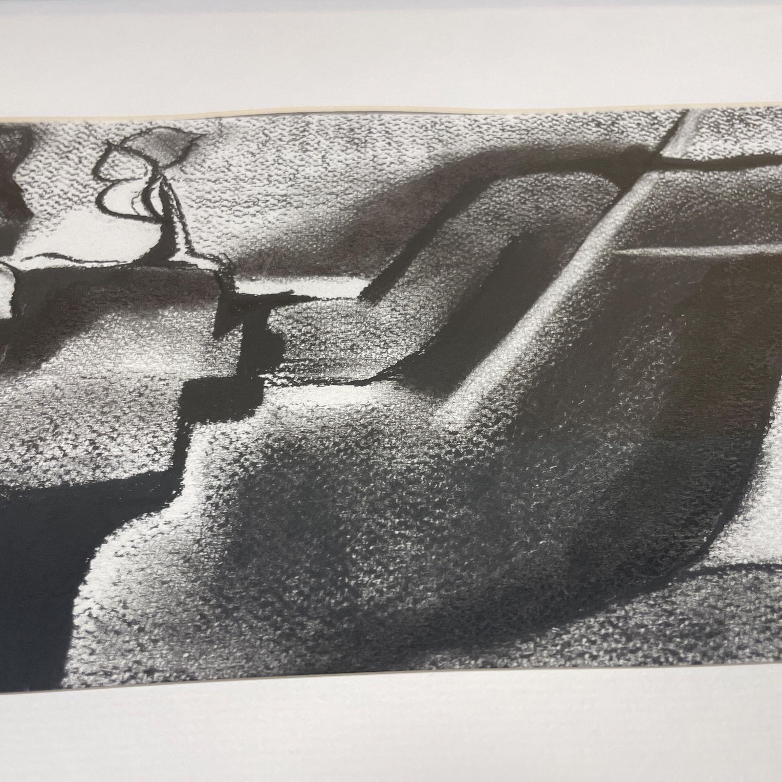 Abstract Charcoal Drawing Modern Black White Framed Art Picture Contemporary Line Art Minimalist Shapes Monochrome The Mill By Annie Timothy photo 125.0