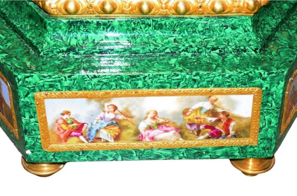 Pair Faux Malachite Pedestal Stands French Louis XVI photo 3750.0