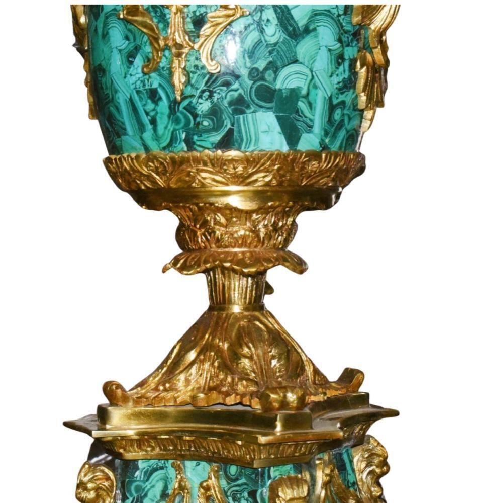 Pair Faux Malachite Candelabras Gilt Empire Revival photo buy