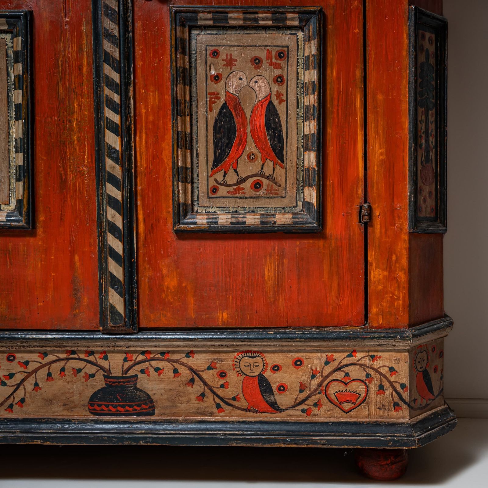 Hand Painted Folk Armoire In Red, Franconia, Dated 1773 photo buy