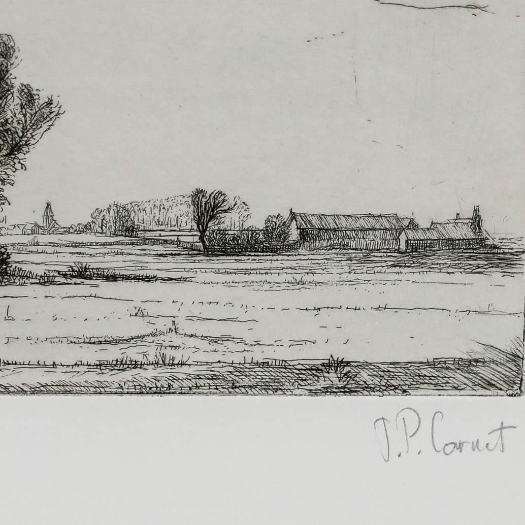 Jean Pierre Cornet (B.1925) Mid 20th Century Etching, A View Of The Farm photo Art
