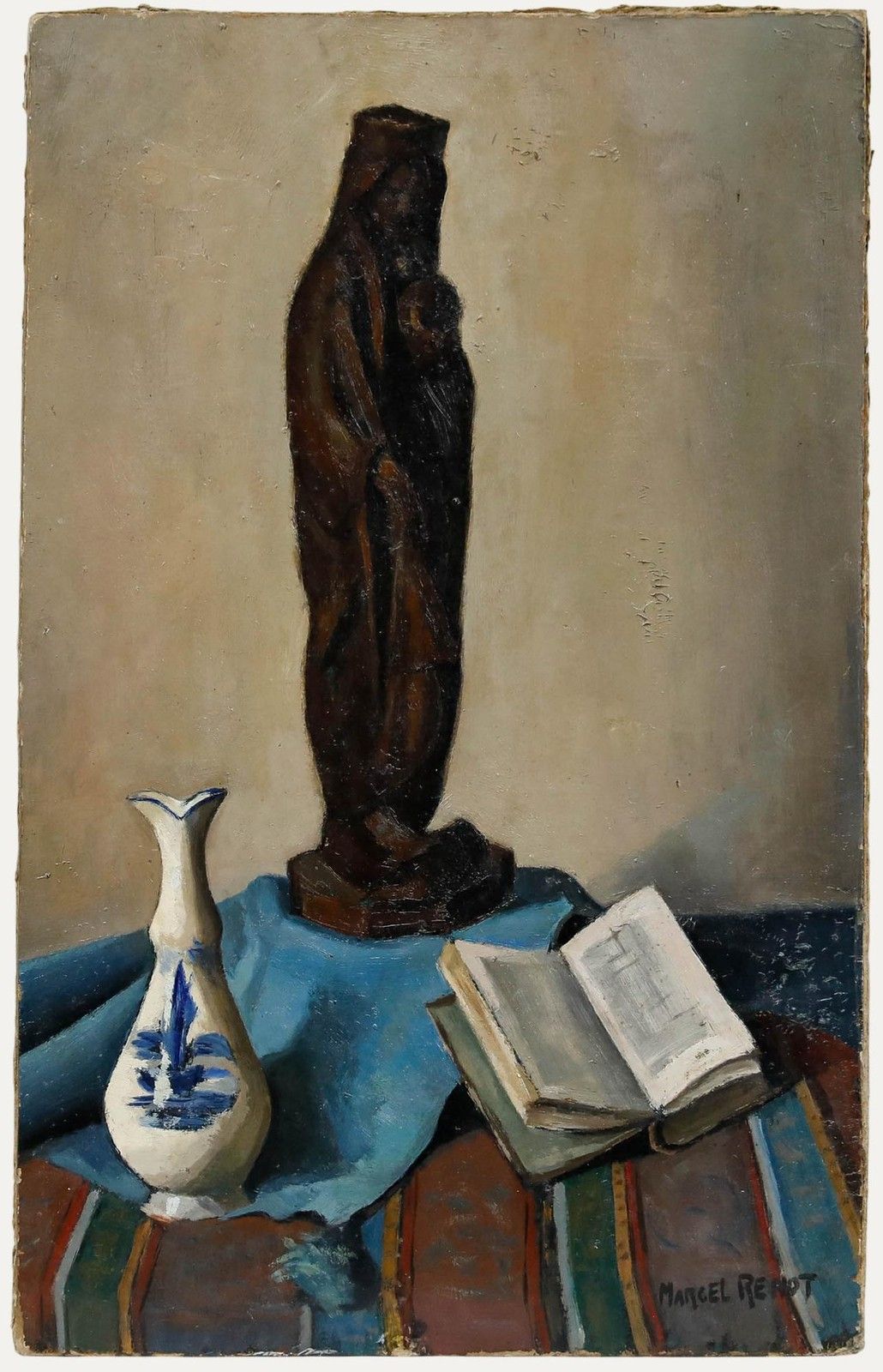 Marcel Renot (1896 1973) Mid 20th Century Oil, Still Life Of Virgin Sculpture