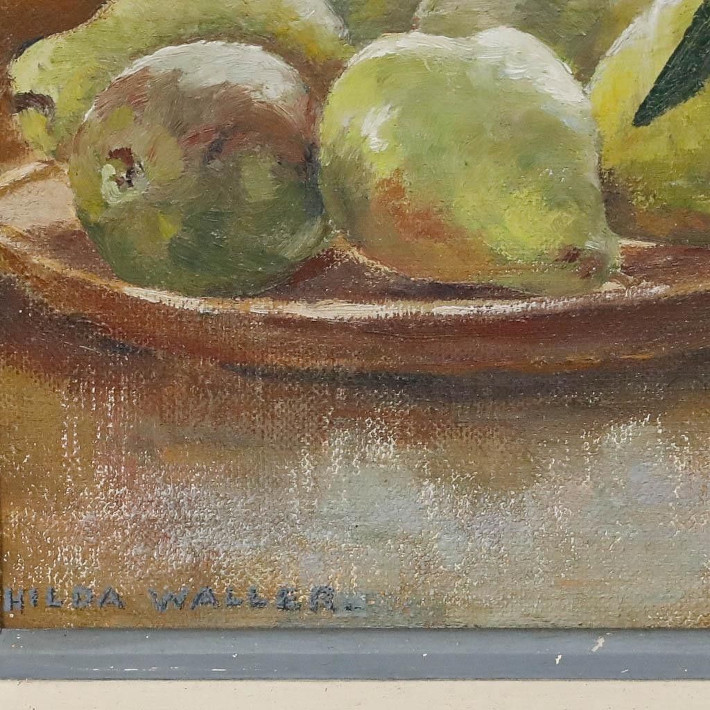 Hilda Waller Mid 20th Century Oil, Daffodils And Pears photo buy