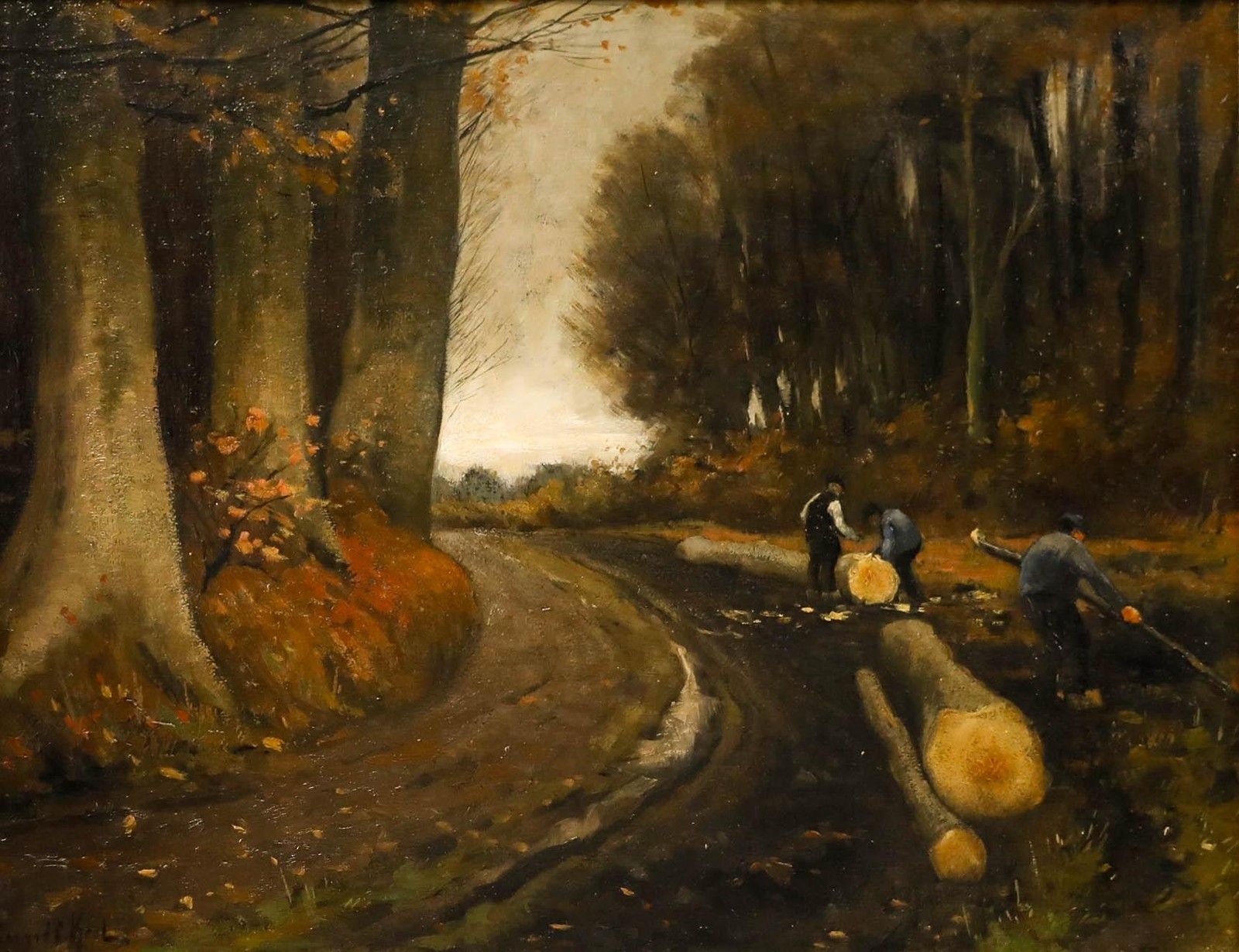 Gerard Krol (1882 1950) Dutch School Early 20th Century Oil, Tree Clearing photo furniture