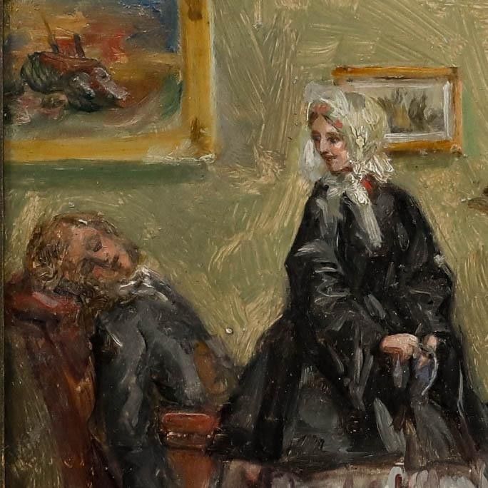 Thomas Ballard (1836 1908) Framed Late 19th Century Oil, Taking A Nap photo 275.0