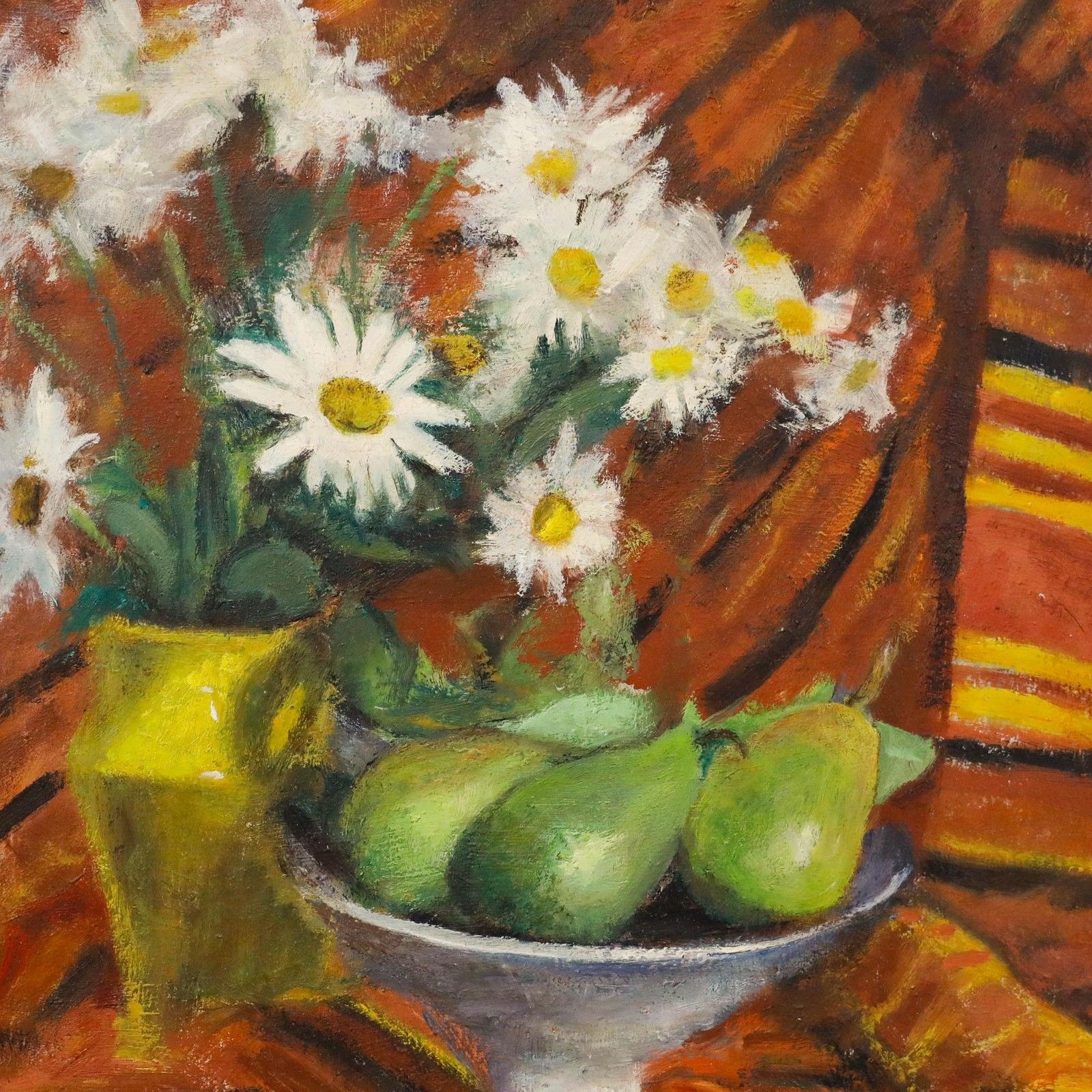 Cecile Hertz Eyrolles (1875 1974) Framed Oil, Still Life With Pears & Daisies photo Art