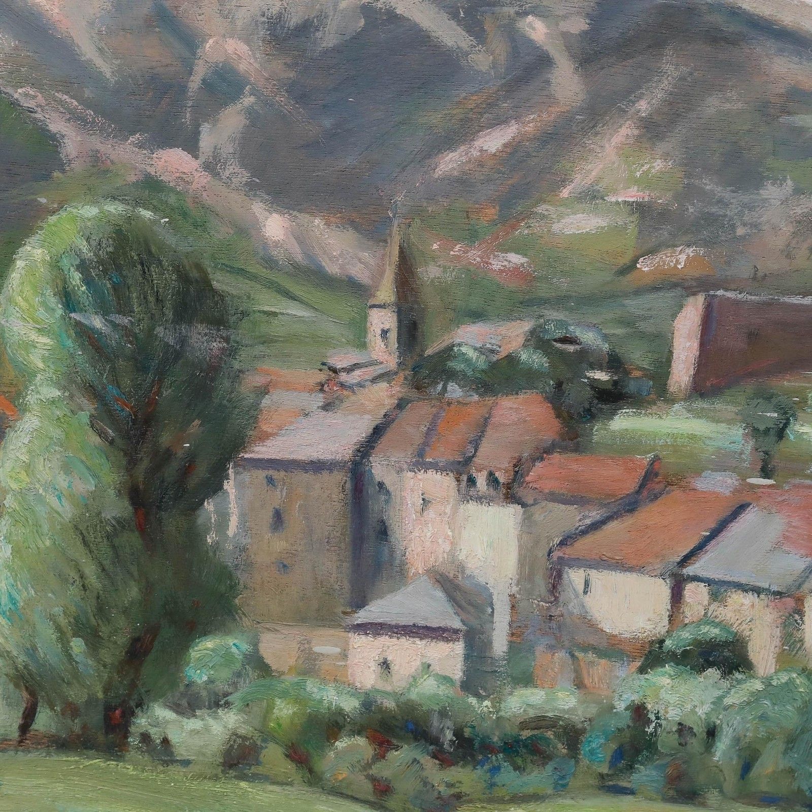 Cecile Hertz Eyrolles (1875 1974) Mid 20th Century Oil, Village In The Alps photo Art