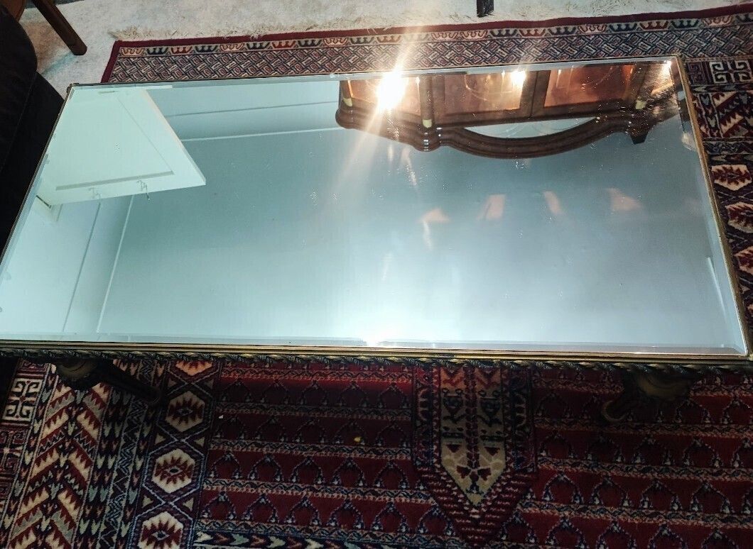 photo furniture Antique French Gilt & Mirrored Glass Coffee Table