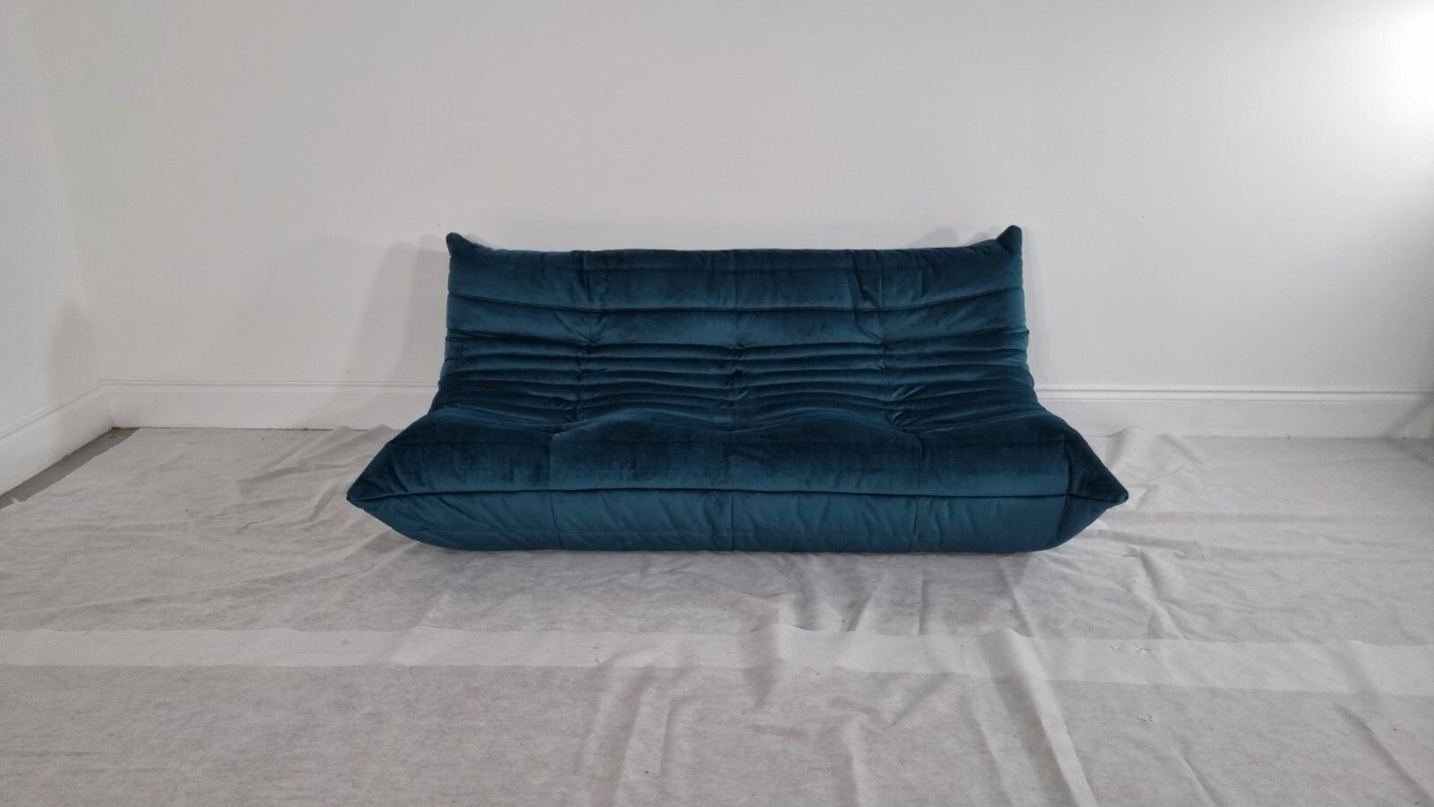 Ligne Roset 3 Seater Togo In Green Teal Velvet In Stunning Condition