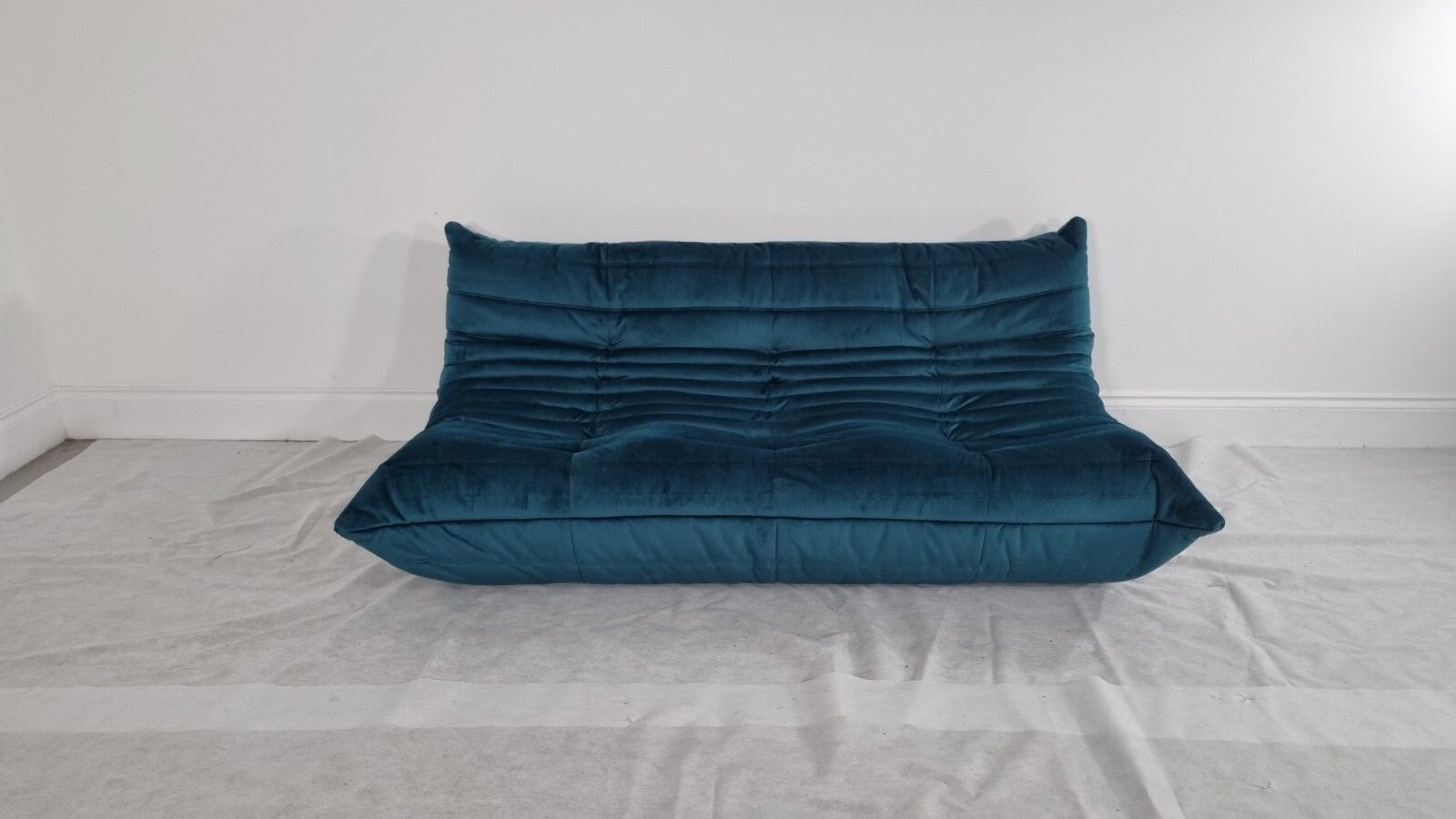 Ligne Roset 3 Seater Togo In Green Teal Velvet In Stunning Condition photo furniture