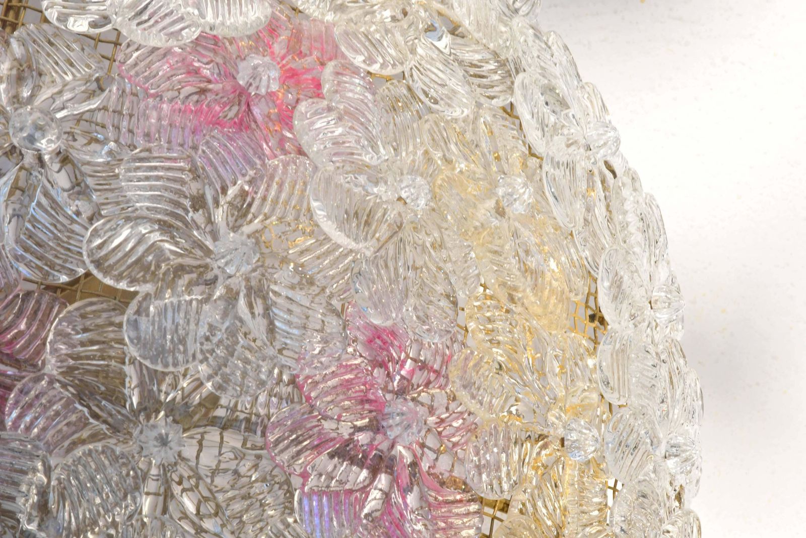 Amazing Set Of 2 Murano Glass Ceiling Flower By Seguso For Venini photo vinterior