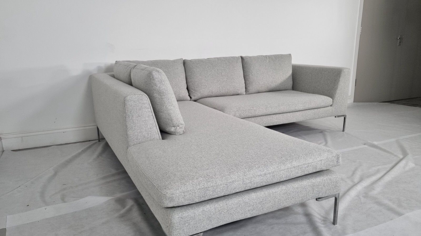 Bb Italia Charles L Shape In Luxuriously  Light Grey Wool Impeccable Condition photo buy
