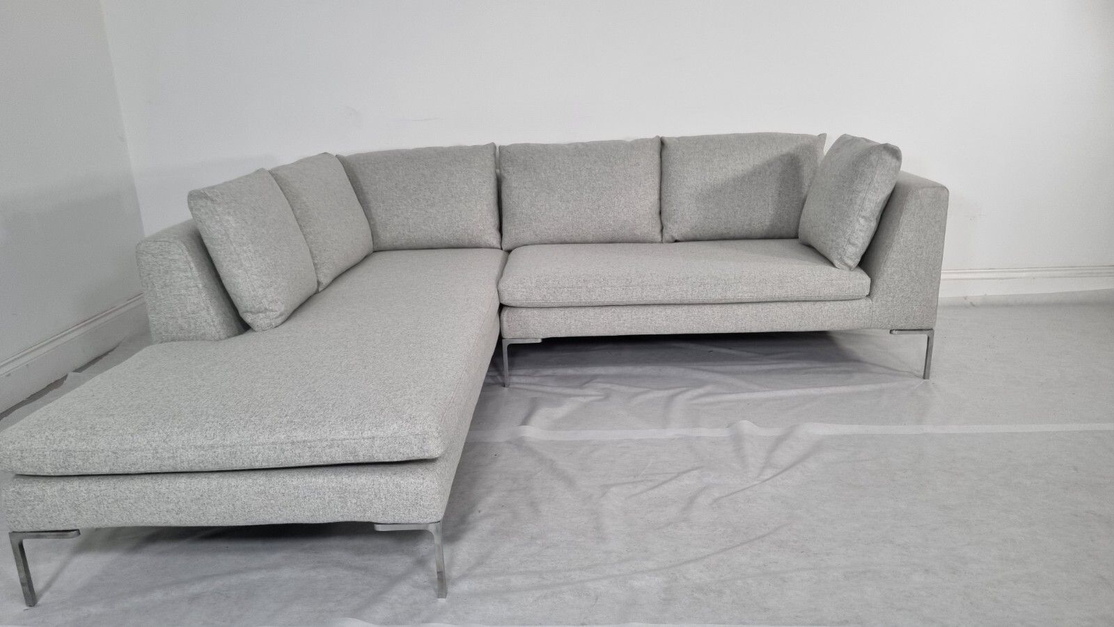 Bb Italia Charles L Shape In Luxuriously Soft Light Grey Wool Impeccable Cond