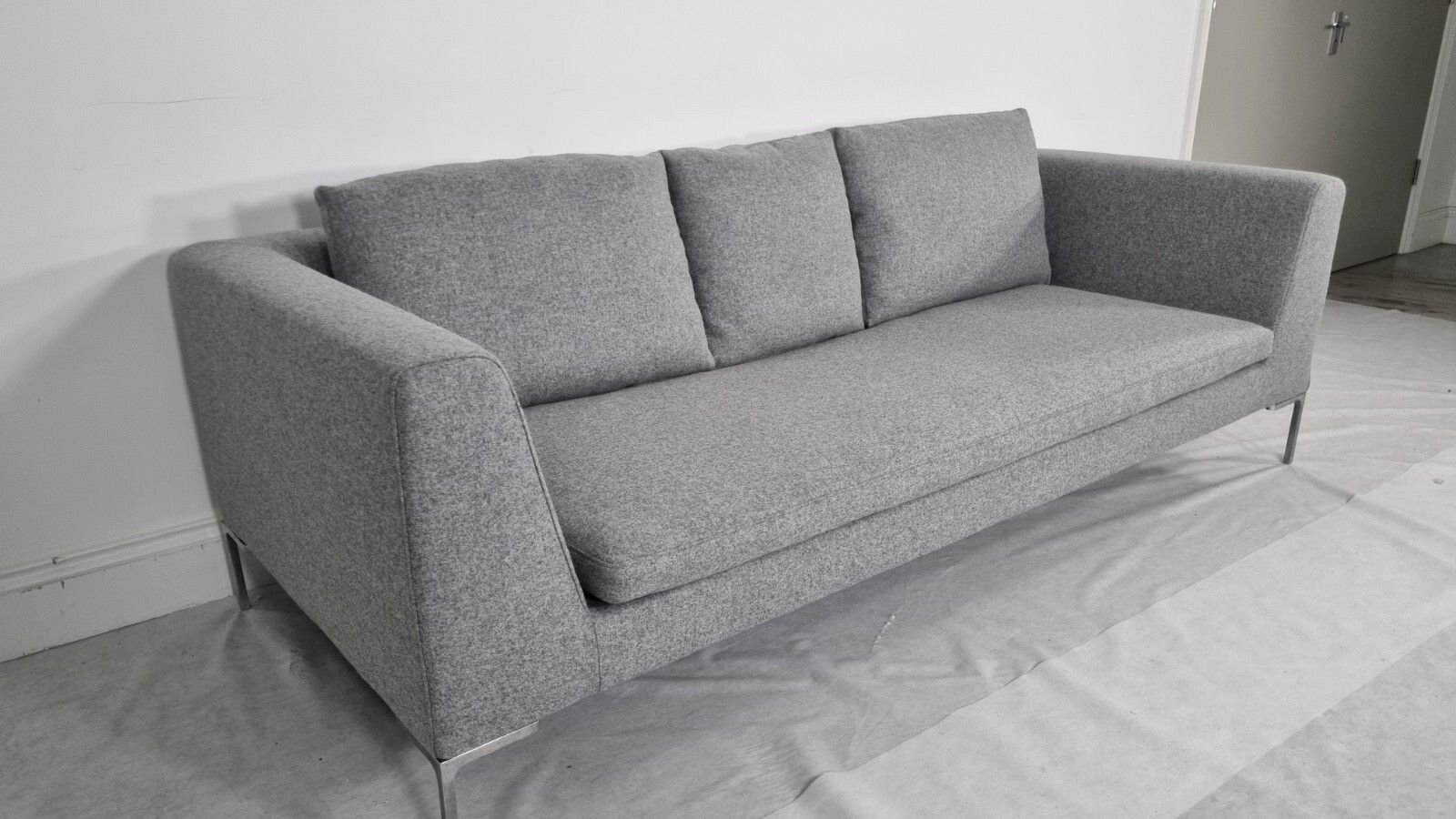Bb Italia Charles Sofa In Luxuriously Soft Mid Grey Lambswool Stunning Condition photo vintage