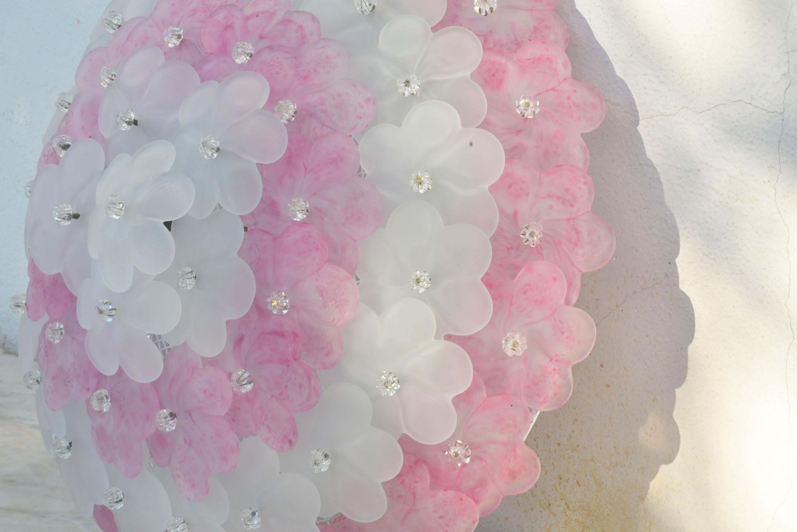 Elegant Murano Ceiling Light Pink Flower By Seguso For Venini, Italy photo for sale
