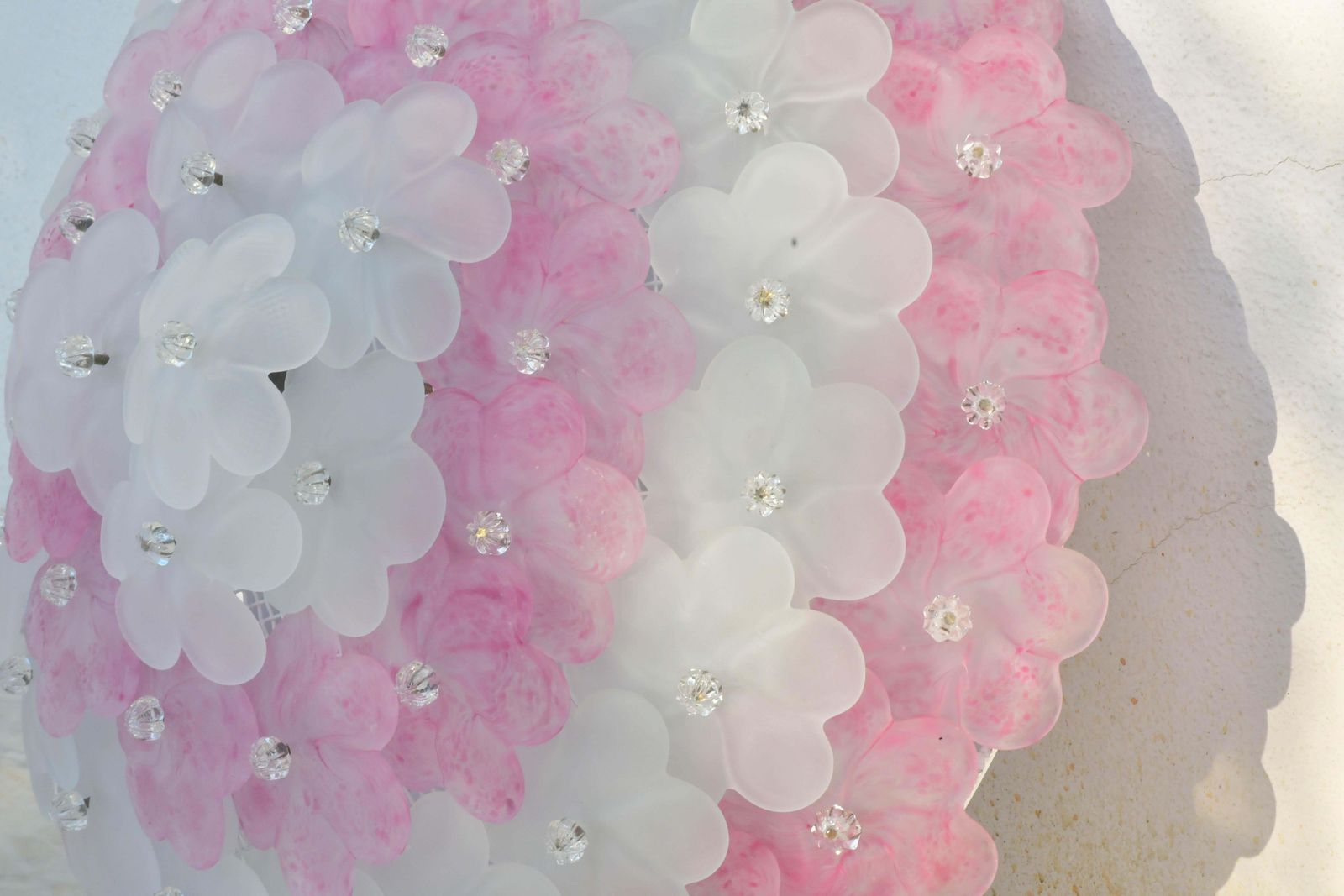 Elegant Murano Ceiling Light Pink Flower By Seguso For Venini, Italy photo Lighting