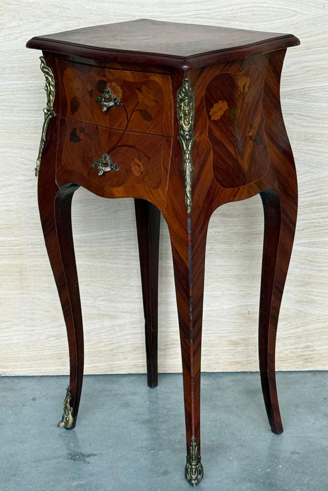 Antique French Louis XV Marquetry Nightstands With Drawers, Set Of 2 photo vinterior